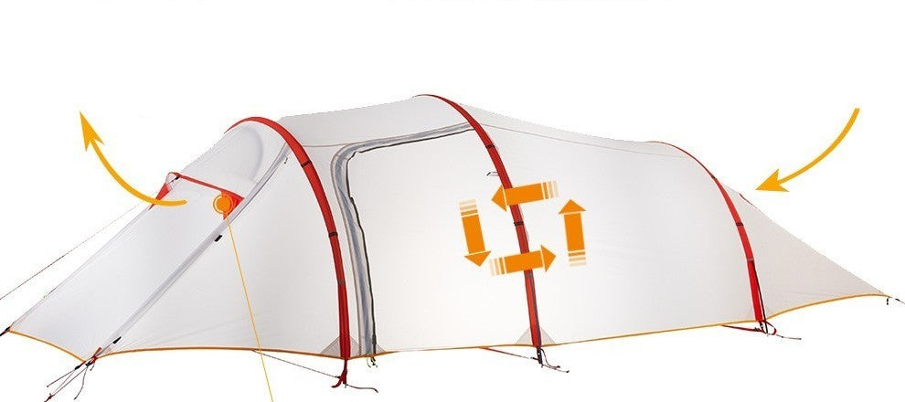 Static Nebula Layer Light 3 Person Tunnel Tent Outdoor Mountaineering Camping